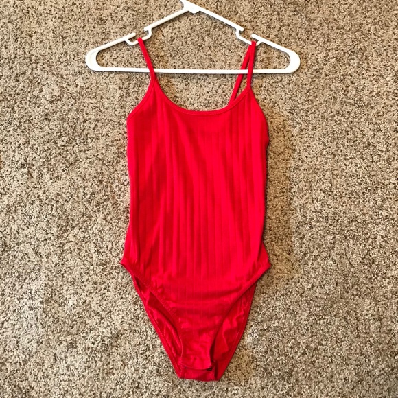 Nasty Gal Tops - Ribbed Red Bodysuit from Nasty Gal